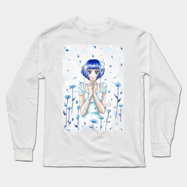 Crystal Blue Long Sleeve T-Shirt by AudreyWagnerArt